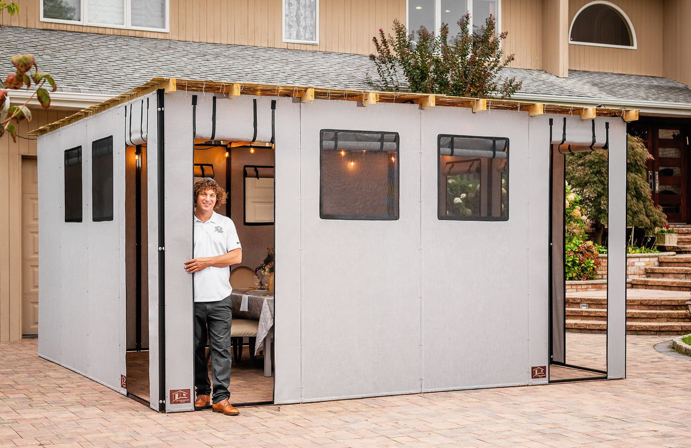 Founder standing in a Litton Sukkah